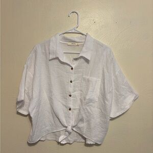 Casual White Button-Down Blouse